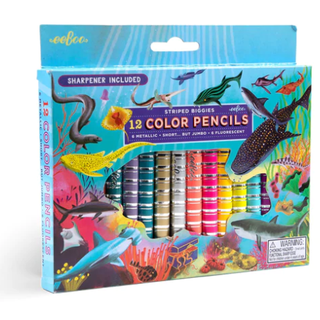 eeBoo Shark 12 Special Biggie Color Pencils Pencils eeBoo   