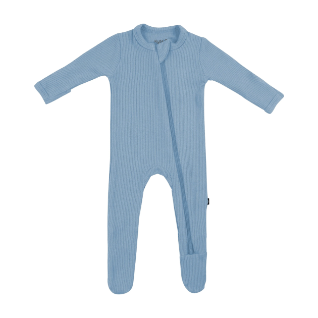 Kyte Baby Ribbed Zippered Footie Footie Kyte Baby NB Slate 