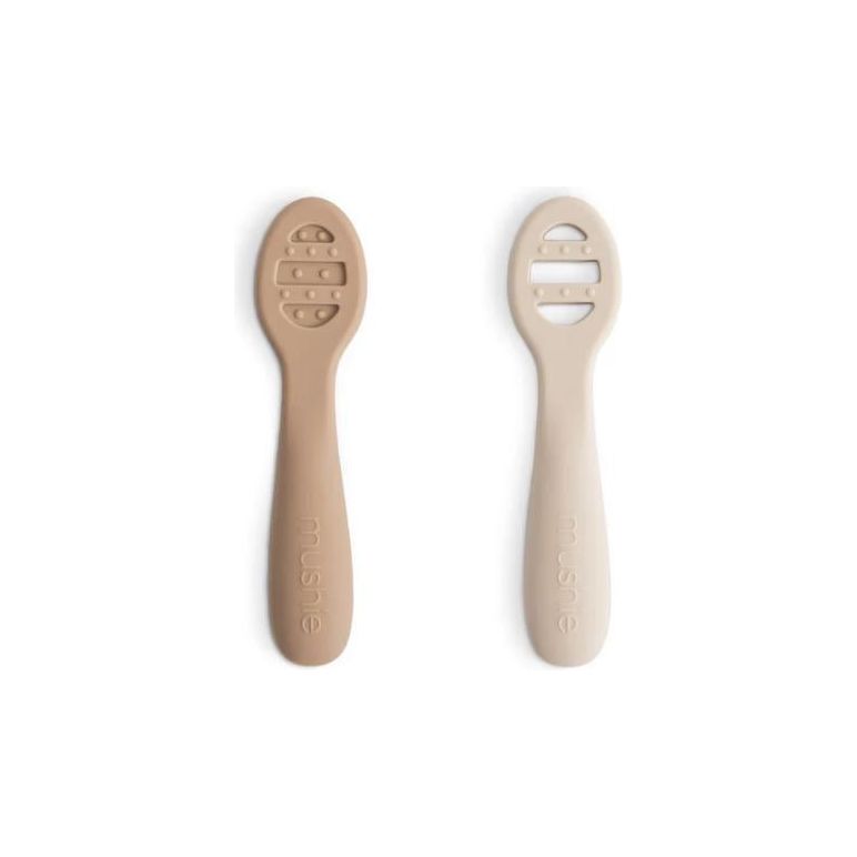 Mushie First Feeding Baby Spoons 2-Pack Mealtime Mushie Natural/Shifting Sand