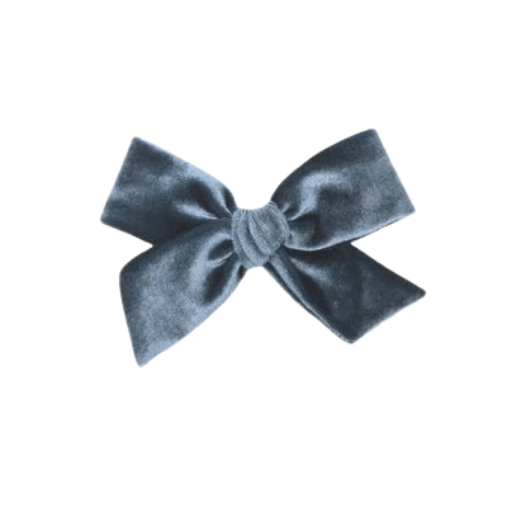 Lou Lou & Company Velvet Bow Clip- Single Large Hair clip Lou Lou & Company Steel Blue  