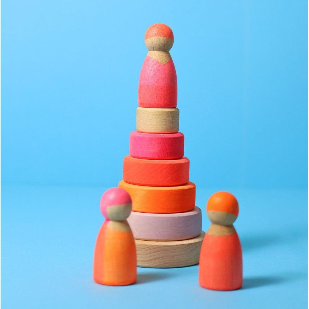 Grimm's Small Conical Tower Neon Pink Sorting & Stacking Toys Grimm's   