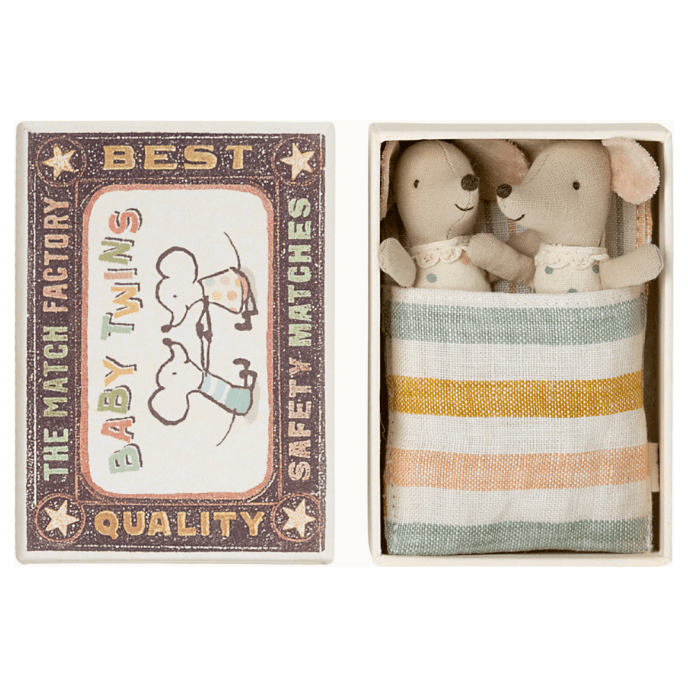 Maileg Twins- Baby Mice in Matchbox Mice Maileg   