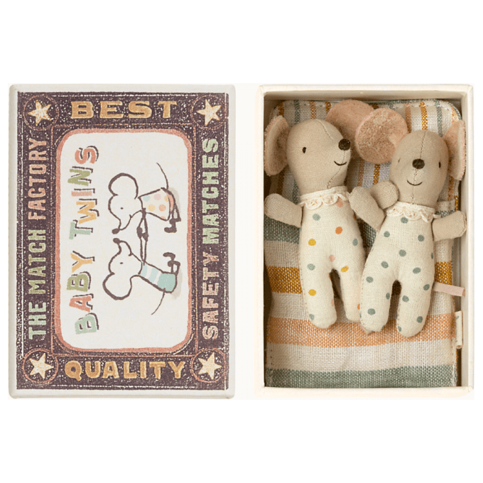 Maileg Twins- Baby Mice in Matchbox Mice Maileg   