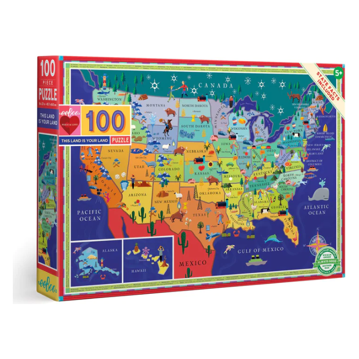 eeboo This Land is Your Land 100 Piece Puzzle Puzzles & Mazes eeBoo   