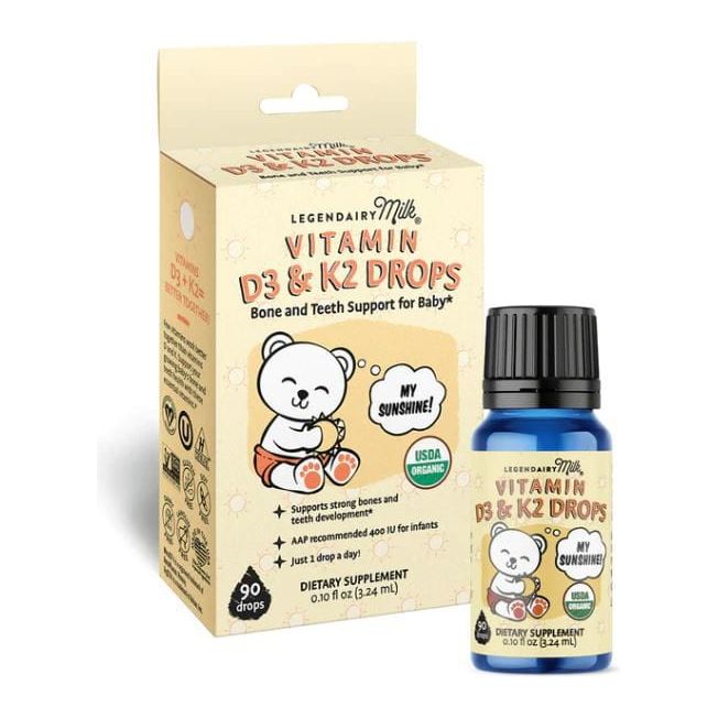 Organic Baby Vitamin D3&K2 Liquid Drops Supplements & Remedies Legendairy Milk   