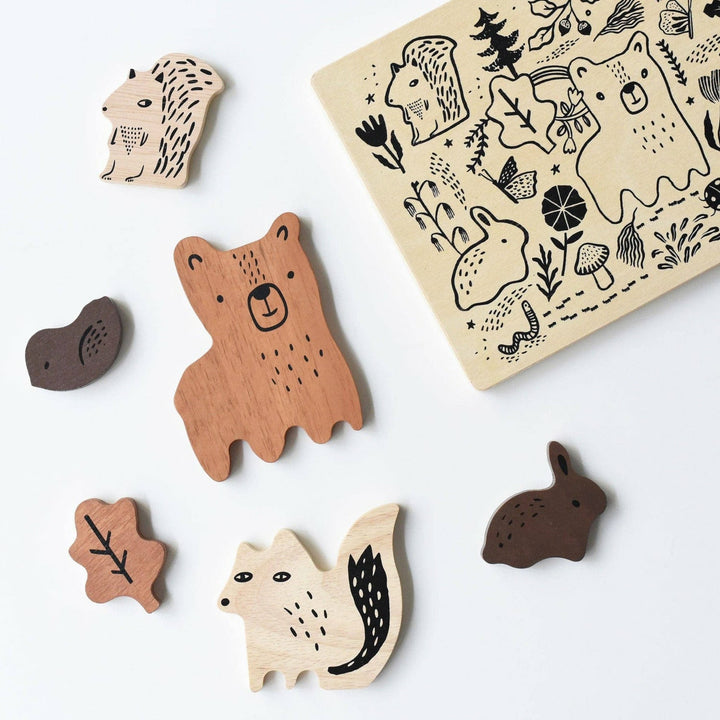 Wee Gallery Wooden Tray Puzzle - Woodland Animals 2nd Edition Wooden Toys Wee Gallery   