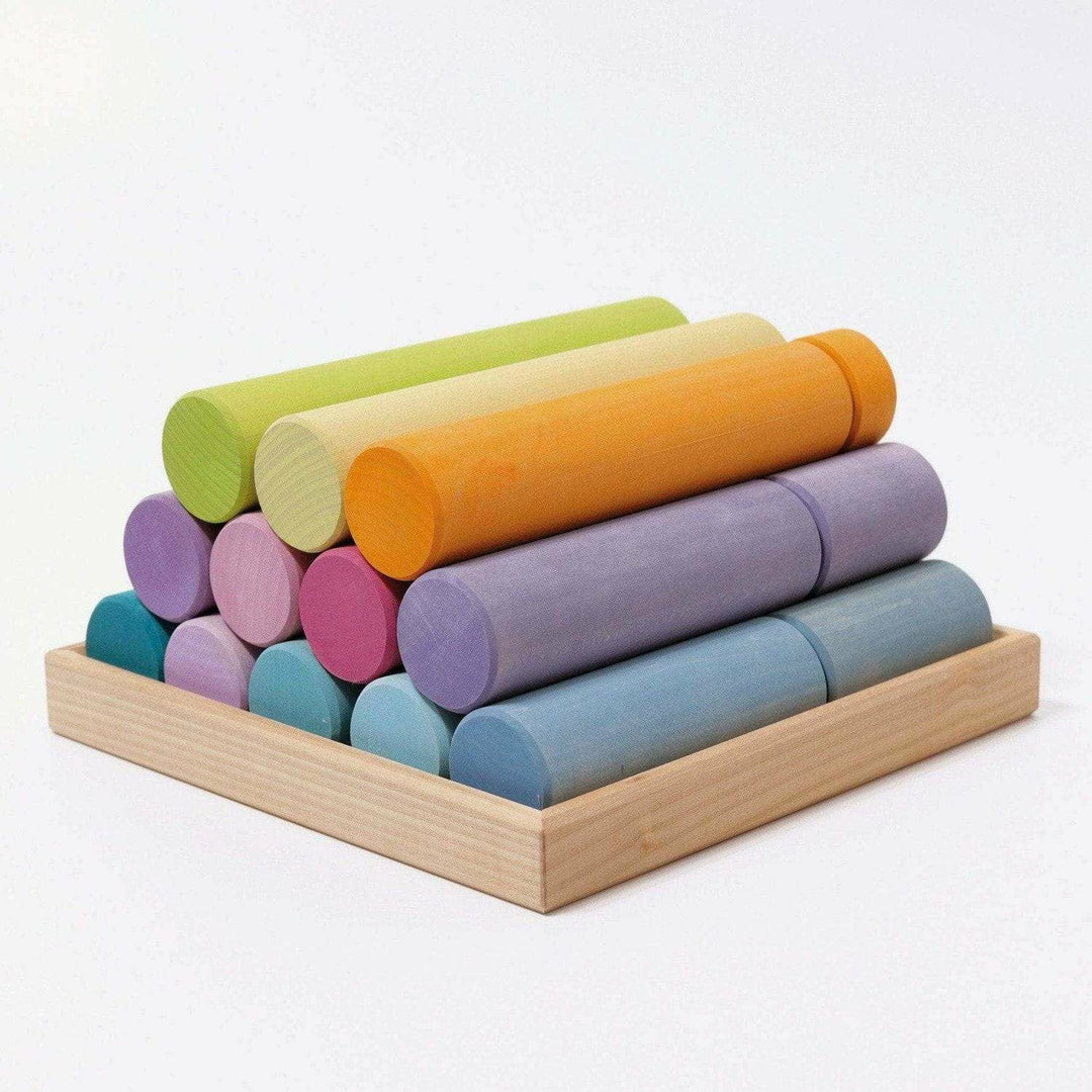 Grimm's Large Building Rollers Pastel Sorting & Stacking Toys Grimm's   