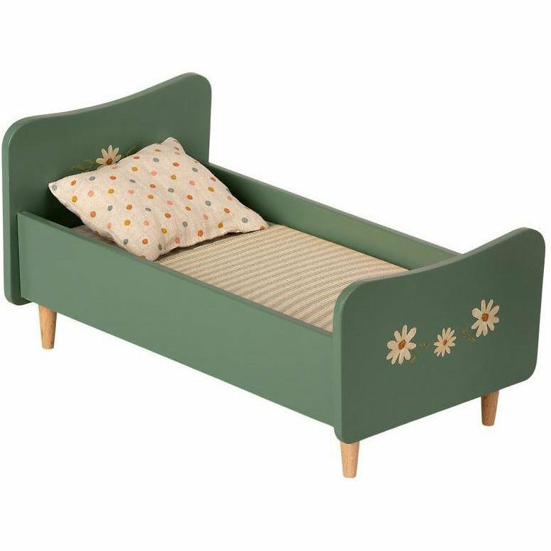 Maileg Mini Wooden Bed - Mint Blue Dollhouses and Access. Maileg   