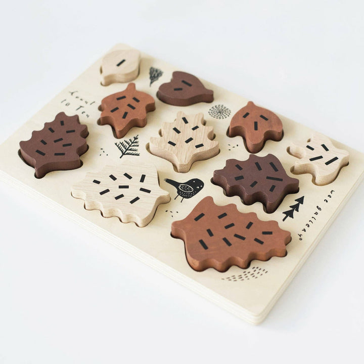 Wee Gallery Wooden Tray Puzzle - Count to 10 Leaves Wooden Toys Wee Gallery   