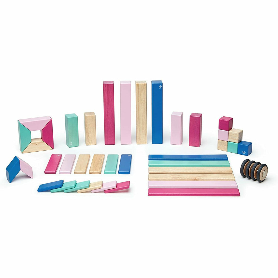 42 Piece Magnetic Wooden Block Set: Blossom Wooden Toys Tegu   