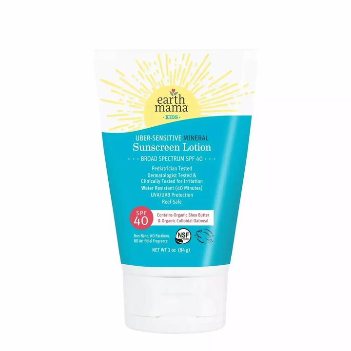 Earth Mama Kids Uber-Sensitive Mineral Sunscreen Lotion SPF 40 Natural Toiletries Earth Mama Organics   