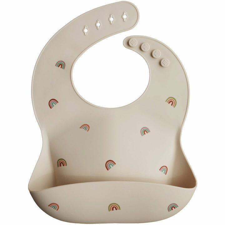 Mushie Silicone Baby Bib Mealtime Mushie Rainbows  