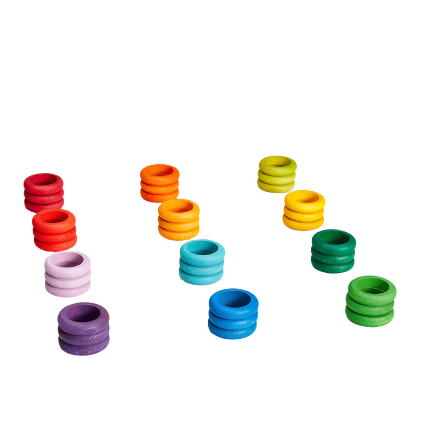 Grapat 36 Coloured Rings In 12 Colors Wooden Toys Grapat   