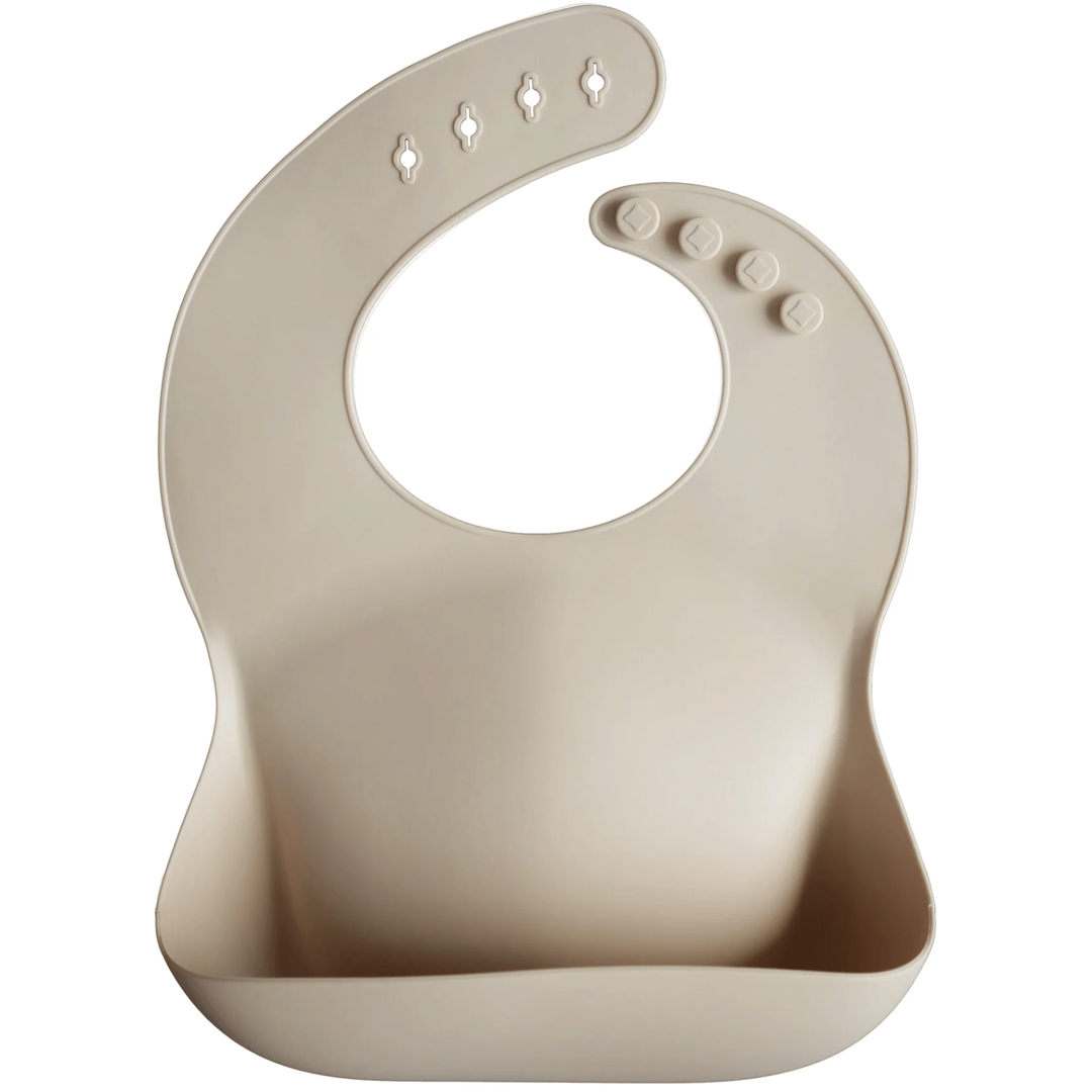 Mushie Silicone Baby Bib Mealtime Mushie Shifting Sand  