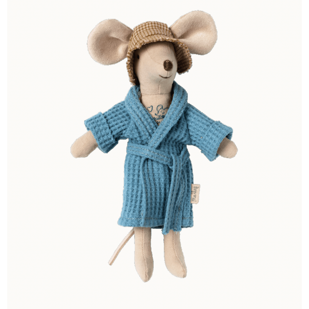 Maileg Mouse Bathrobe- Dusty Blue Dollhouses and Access. Maileg   