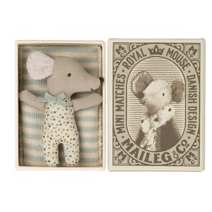 Maileg Sleepy Wakey Baby Boy Mouse In Matchbox-Blue Mice Maileg   