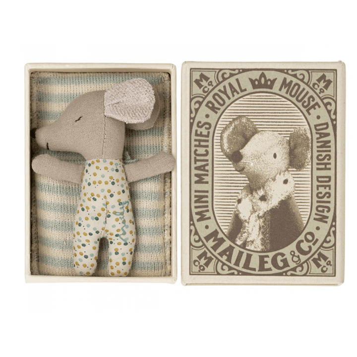 Maileg Sleepy Wakey Baby Boy Mouse In Matchbox-Blue Mice Maileg   