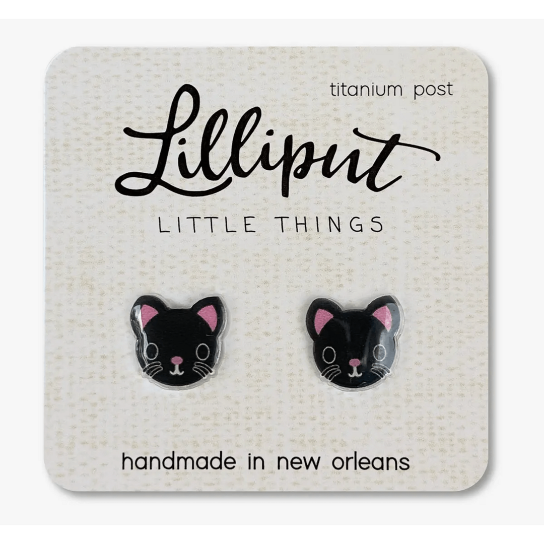 Lilliput Little Things Black Kitty Earrings Apparel Accessories Lilliput Little Things   