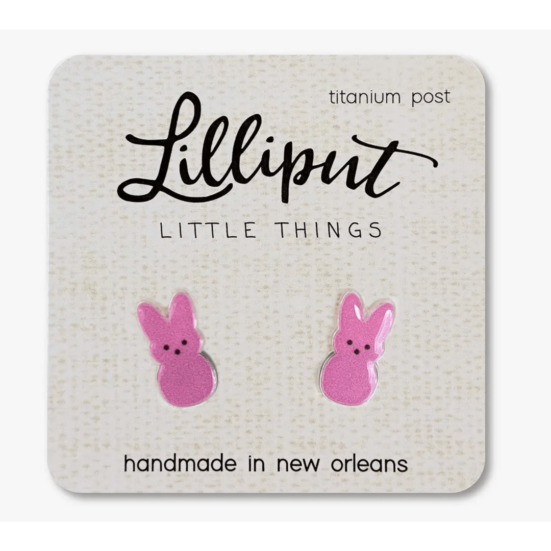 Lilliput Little Things Marshmallow Bunny Earrings Apparel Accessories Lilliput Little Things   