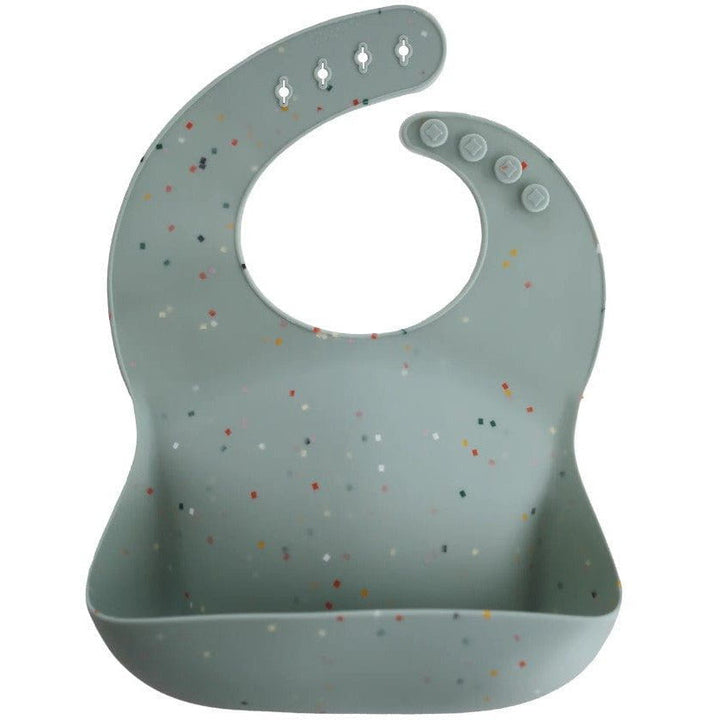 Mushie Silicone Baby Bib Mealtime Mushie Cambridge Blue Confetti  