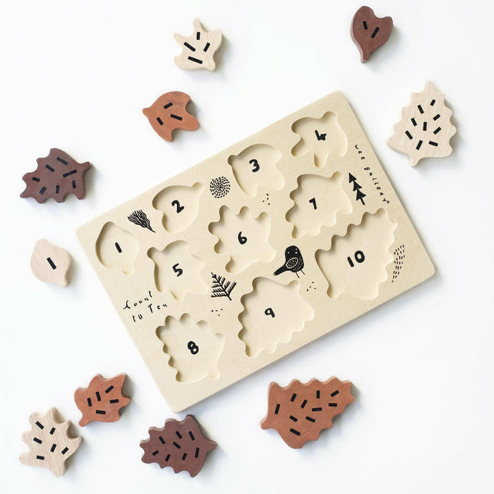 Wee Gallery Wooden Tray Puzzle - Count to 10 Leaves Wooden Toys Wee Gallery   