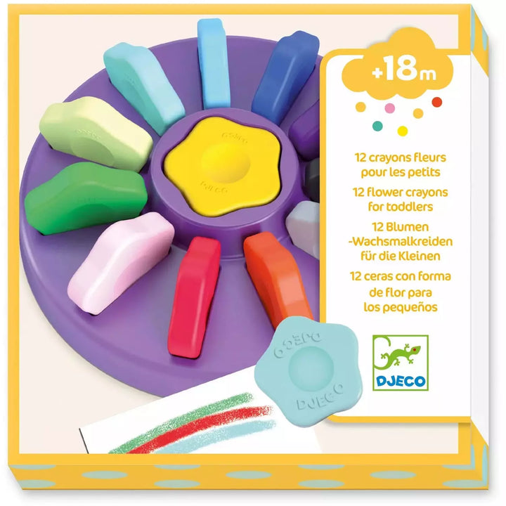 Djeco 12 Lightweight Flower Crayons for Little Hands Art Kit Djeco   