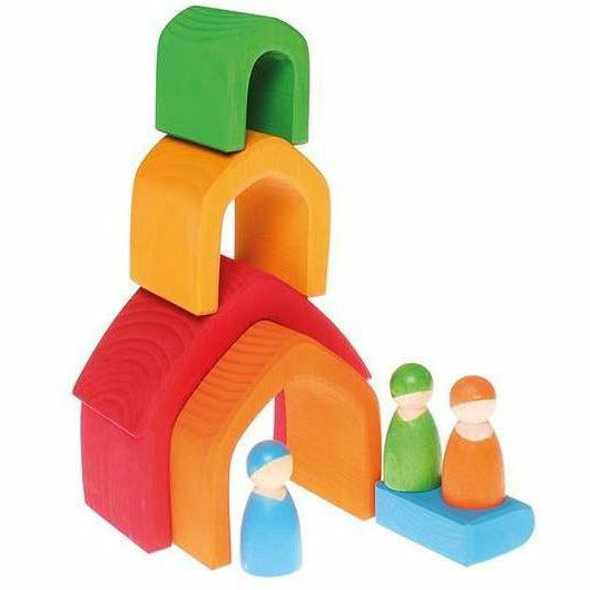 Grimm's Rainbow House Sorting & Stacking Toys Grimm's   