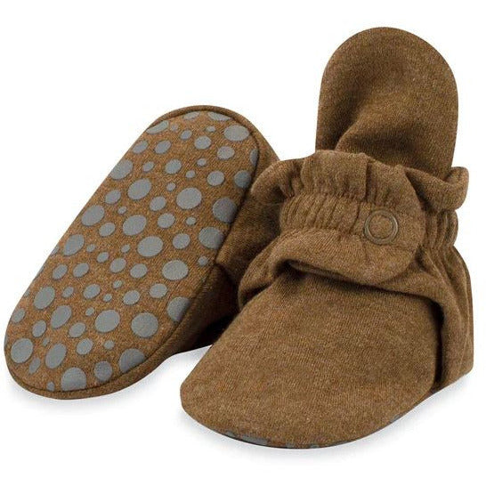 Zutano Organic Cotton Gripper Baby Bootie Footwear Zutano Heather Mocha 3 Months 