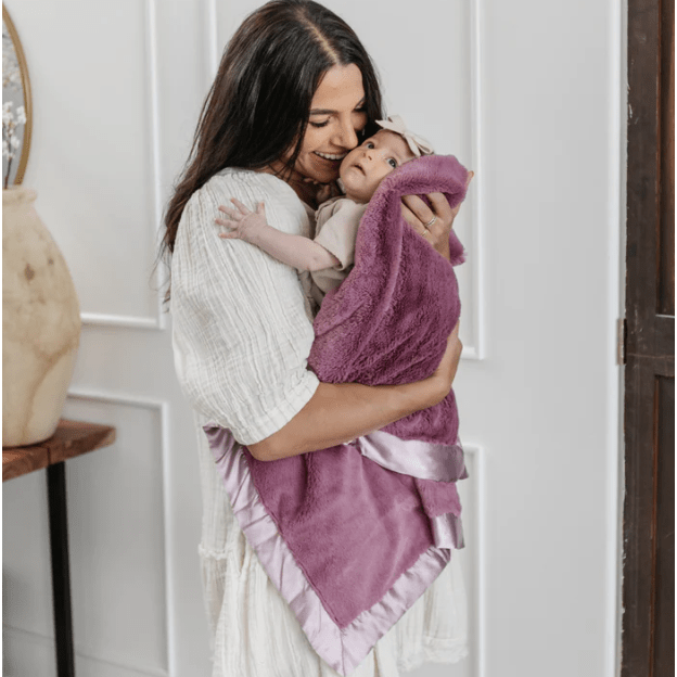 Saranoni Satin Border Receiving Blankets Swaddles & Blankets Saranoni Mauve  