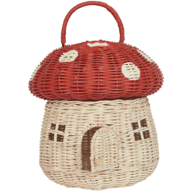 Olli Ella Rattan Mushroom Basket- Red Baskets Olliella   